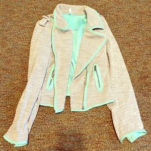 Gray and mint moto jacket